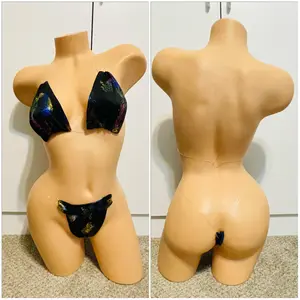 Black Rainbow Dragon Print Clear String Bikini