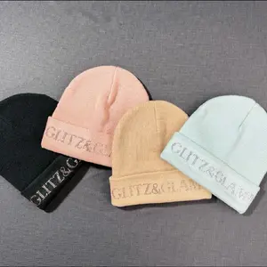 Glitz & Glam rhinestone knitted beanie hat