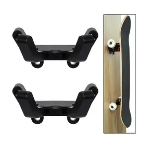 Hikeen 2 Packs Skateboard Wall Mount Hanger, Foldable Skateboard Rack for Skateboard and Longboard Storage and Display Organizer