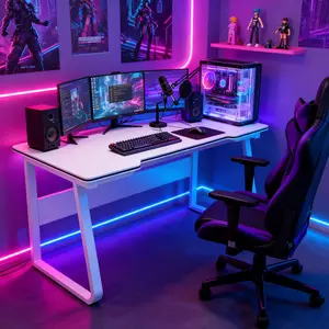 【Mother's Day】Gaming Desk Computer Writing Table Student Art Modren Simple Style PC Wood Suitable Portable Desk for Home Gaming table