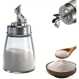 6oz Glass Sugar Jar Sugar Dispenser with Pour Spout, Stainless Steel Lid, Multi-Use Sugar Bowl Sugar Shaker Container for Coffee Bar