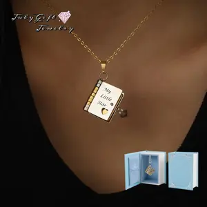 Little Star Book Necklace for Daughter – Personalized Graduation Gift, Customizable Jewelry, Emotional Keepsake for Girls