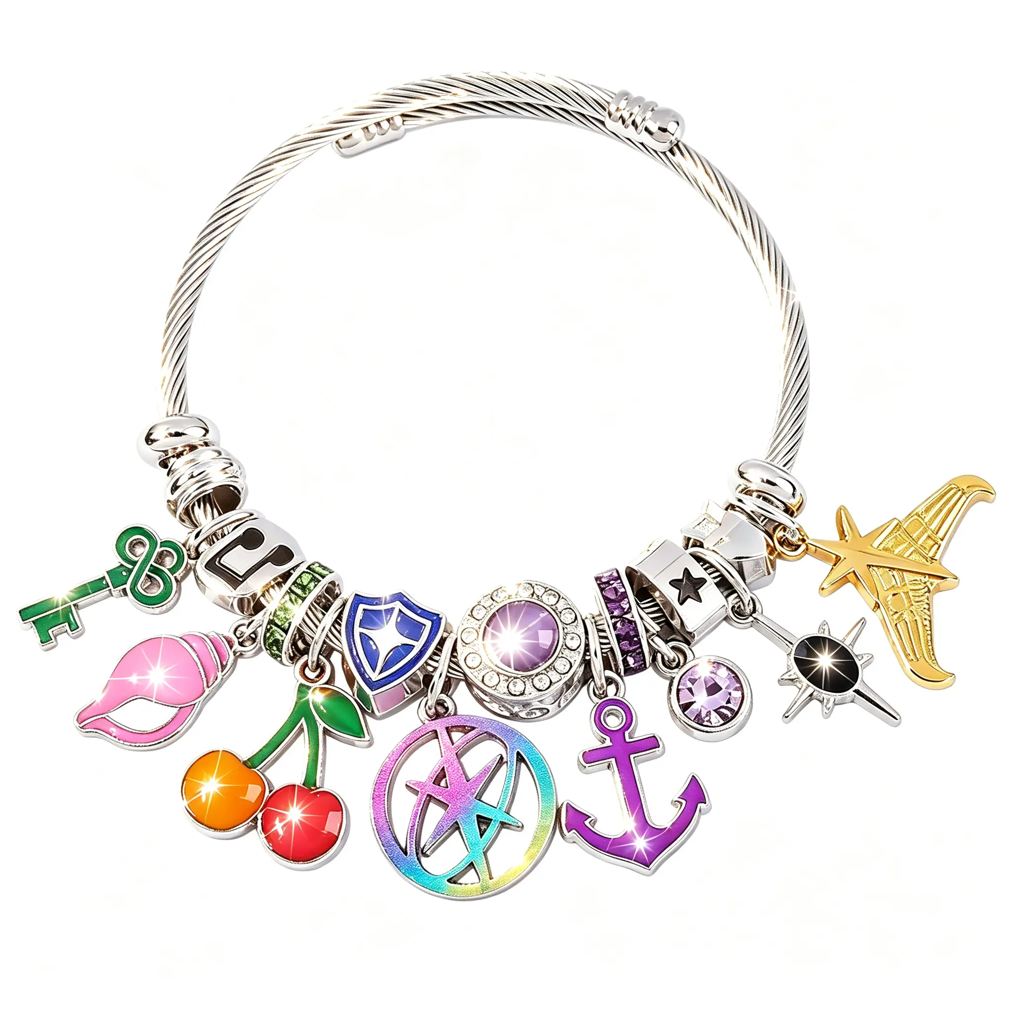 Women's KPOP Celebrity-Inspired Beaded Charm Bracelet - Adjustable Band, Beaded Bracelet Stack, Aesthetic Fashionable Creative Bangle, Unique Jewelry, Gifts for Female Adults