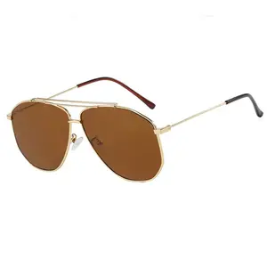 New stylish retro double bridge metal aviator frame glasses, unisex street style, suitable for parties, vacations, casual outdoor travel
