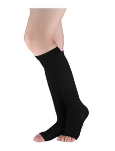 INSPIRE CHIC Unisex Toeless Compression Socks Knee High Breathable High Stretchy Fit Ankle circum 8"-10",Calf circum 15"-17" Black