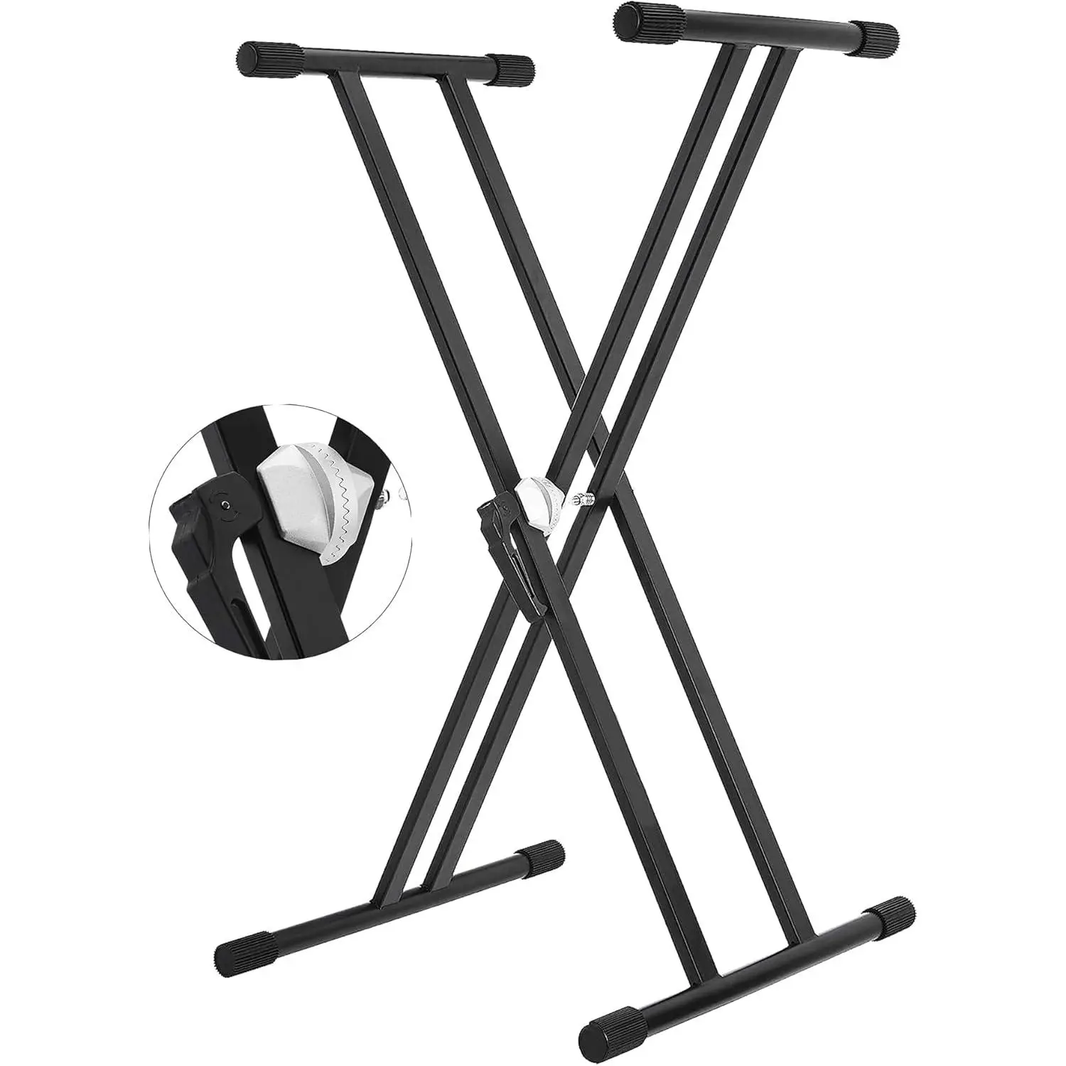 5 CORE Heavy Duty Double-X Shape Keyboard Stand, Cross Stand for Piano & Keyboard, Height Adjustable, Portable, Stable with Lockable Strap, Easy to Assemble for Travel/Storage, Black - KS 2X GEAR