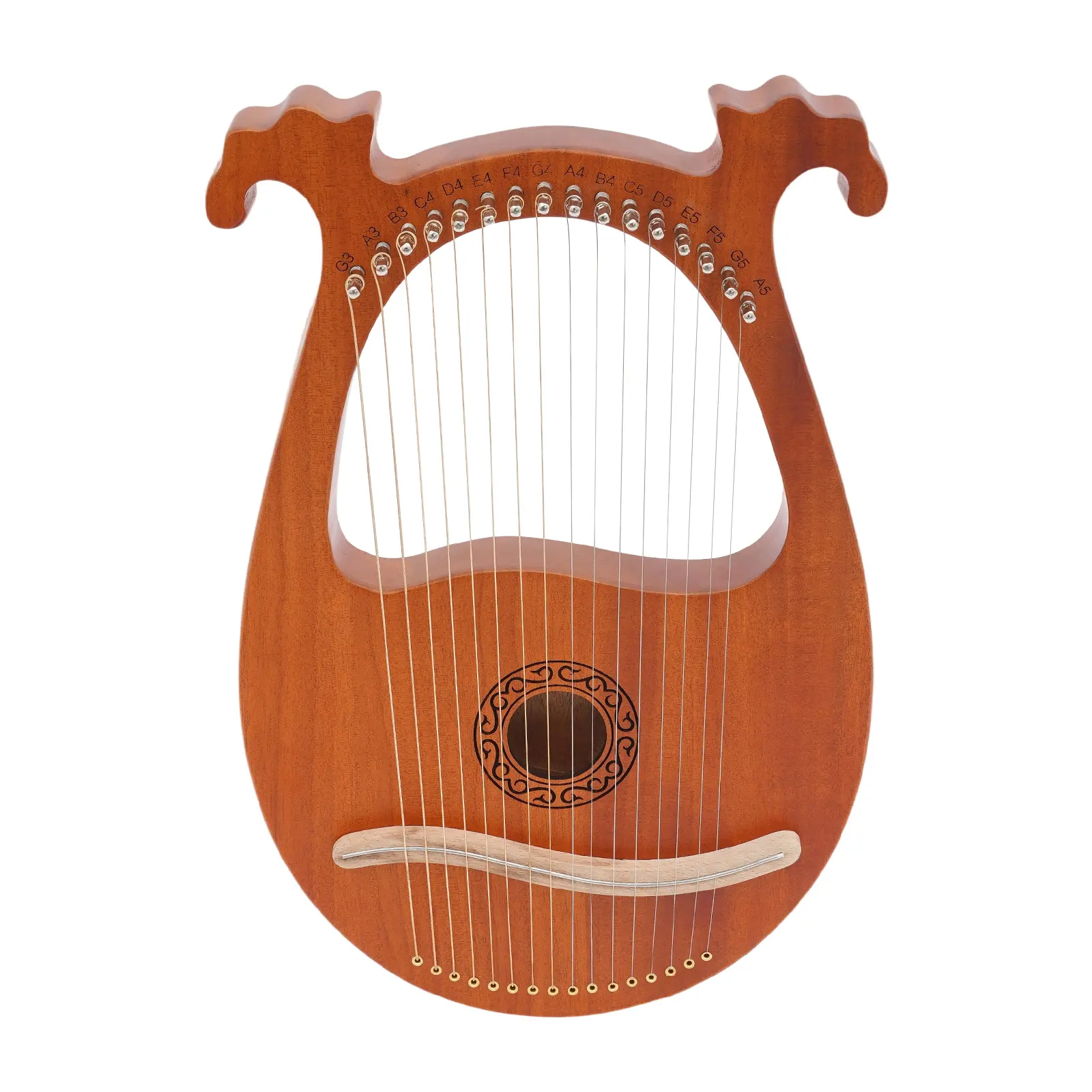 16-String Natural Mahogany European-Style Harp Complete Kit with Tuner, Cloth - Lightweight Basic Home Supplies for Beginners, Holiday Festive Use