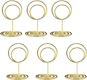 Baisyne Mini Place Card Holders, Cute Table Number Holders, Small Size Table Card Holder Table Picture Stands, Wire Photo Holder Menu Memo Clips, Idea for Wedding, Anniversary Party 20pcs (Gold)