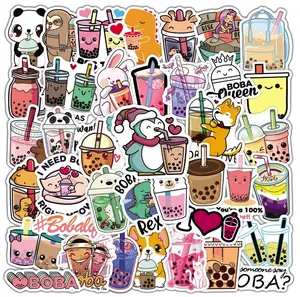 50 Boba Sticker Pack for Water Bottles & Laptops Waterproof Vinyl Stickers Durable for Everyday Decorations and Gifting