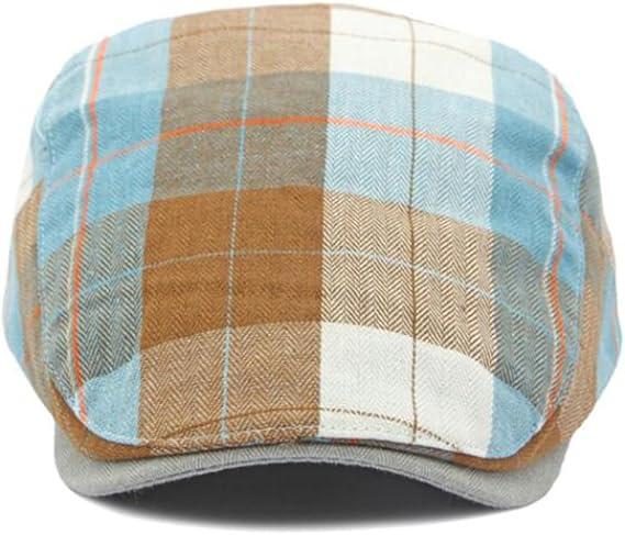2 Pack Men's Newsboy Hat Flat Cap Adjustable Plaid Gatsby Cabbie Driving Golf Hat Beret
