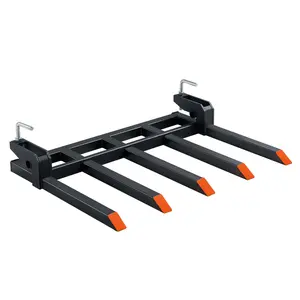AMERLIFE Pallet Forks for Tractor Forks to 48”, 2500 lbs Capacity Heavy-Duty 5-Tine Bucket Forks for Tractor Loader Skid Steer, double nut construction, to Clean Debris, or Backyard Waste, Black
