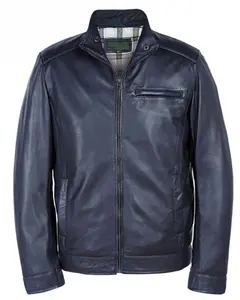 MotorCycleJackets Mens Navy Blue Leather Jacket
