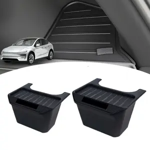 Two rear TPE storage boxes with LIDS, used for Tesla Y-shaped large-capacity in-car storage and storage boxes, modified car parts decoration, Car Storage Organizers