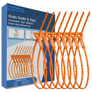 Drain Snake Hair Clog Remover Tool – Sink & Shower Drain Auger Cleaner for Kitchen, Bathroom, Tub & Toilet – Flexible Plumbing Snake for Sewer Clogged Drains (25 Inch + 20 Inch, 2 Pack)