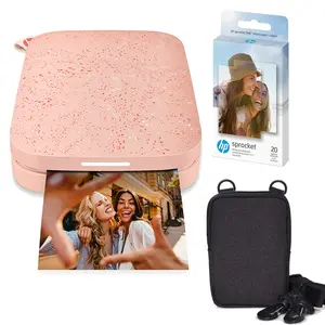 HP Sprocket Portable 2x3" Instant Photo Printer (Blush Pink) Zink Paper Bundle Bluetooth Camera Bluetooth Camera