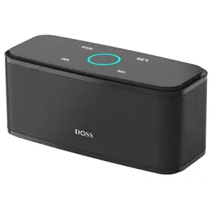 DOSS SoundBox Touch Wireless Bluetooth Speaker 12W HD Sound Bass IPX5 Waterproof 20H Playtime Touch Control Handsfree for Office Home Outdoor Travel Black Audio Micro Portable Protection Charging Rechargeable USB Stereo - Smartphone