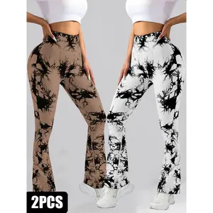 2-Pack Tie-Dye Flare Yoga Pants – Scrunch Fit