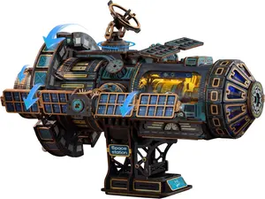 DIY 3D Wooden Puzzle Space Station with LED Lights & Music, Interactive Rotating Model Kit, Satisfying Build, Aesthetic Bookshelf Decor, Easter Gift for Adults & Teens