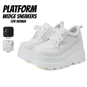 Platform Sneakers for Womens Round Toe Lace Up Goth Punk Chunky Wedge Heel Easy Slip on Summer Gifts Party Shopping Casual Street Dressy Classic Running Walking Shoes