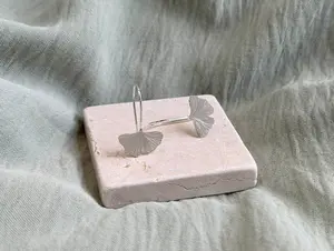 Ginkgo Leaf Earrings - Sterling Silver Drop Earrings Handmade by Me!!, Hypoallergenic, Lightweight Design, Plant Lover Accessory