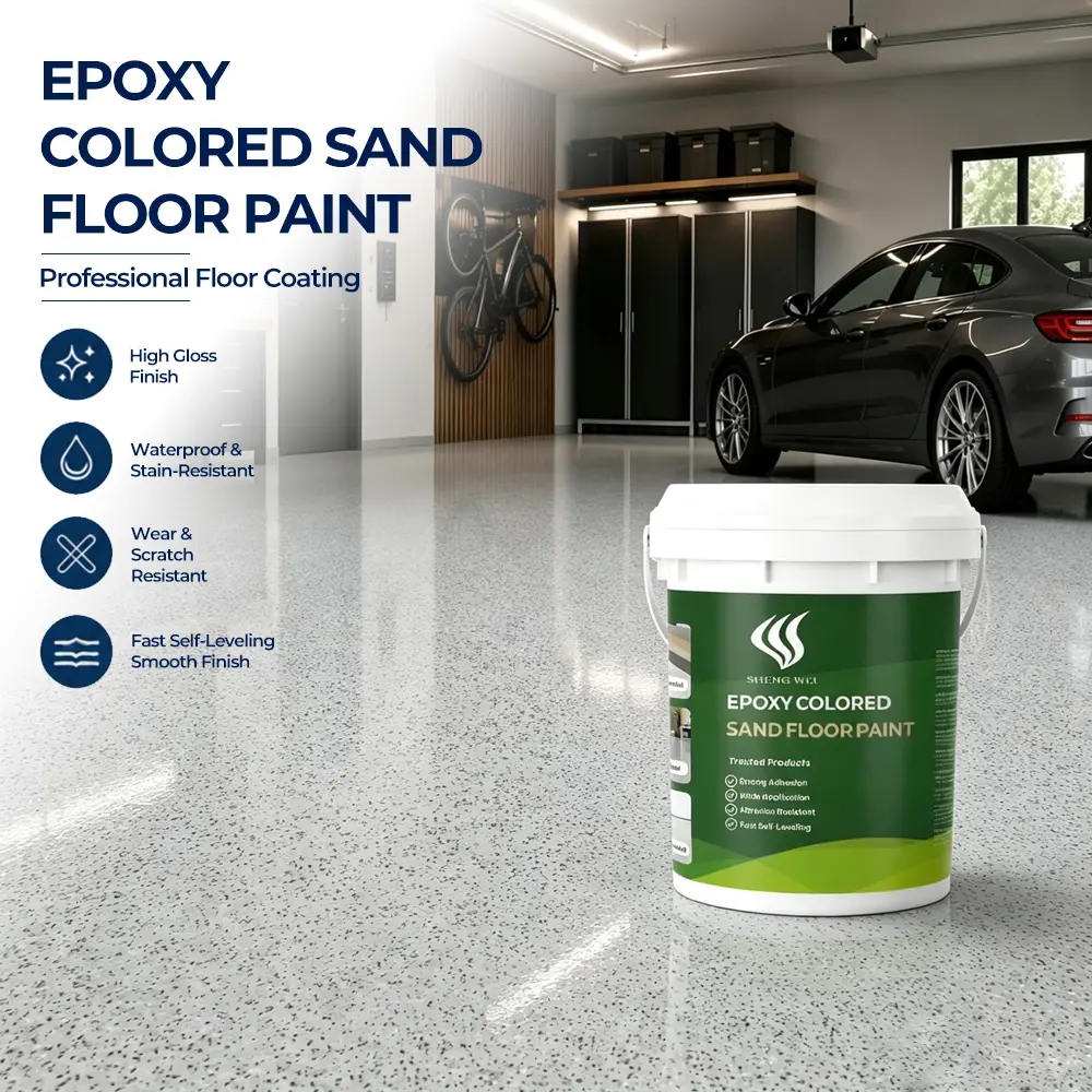 Epoxy Colored Sand Floor Coating Kit, Decorative Stone Finish Floor Paint for Concrete & Tile, Waterproof Seamless Floor Coating, Wear-Resistant DIY Garage Floor Paint, Non-Slip Indoor & Outdoor Flooring for Garage,, Basement, Workshop & Home Renovation