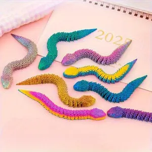 18 pieces/color 3D printed movable mini statue ornament - flexible joints, gradient colors, durable plastic, Halloween, Christmas, Valentine's Day decoration and animal model collection, holiday creative design