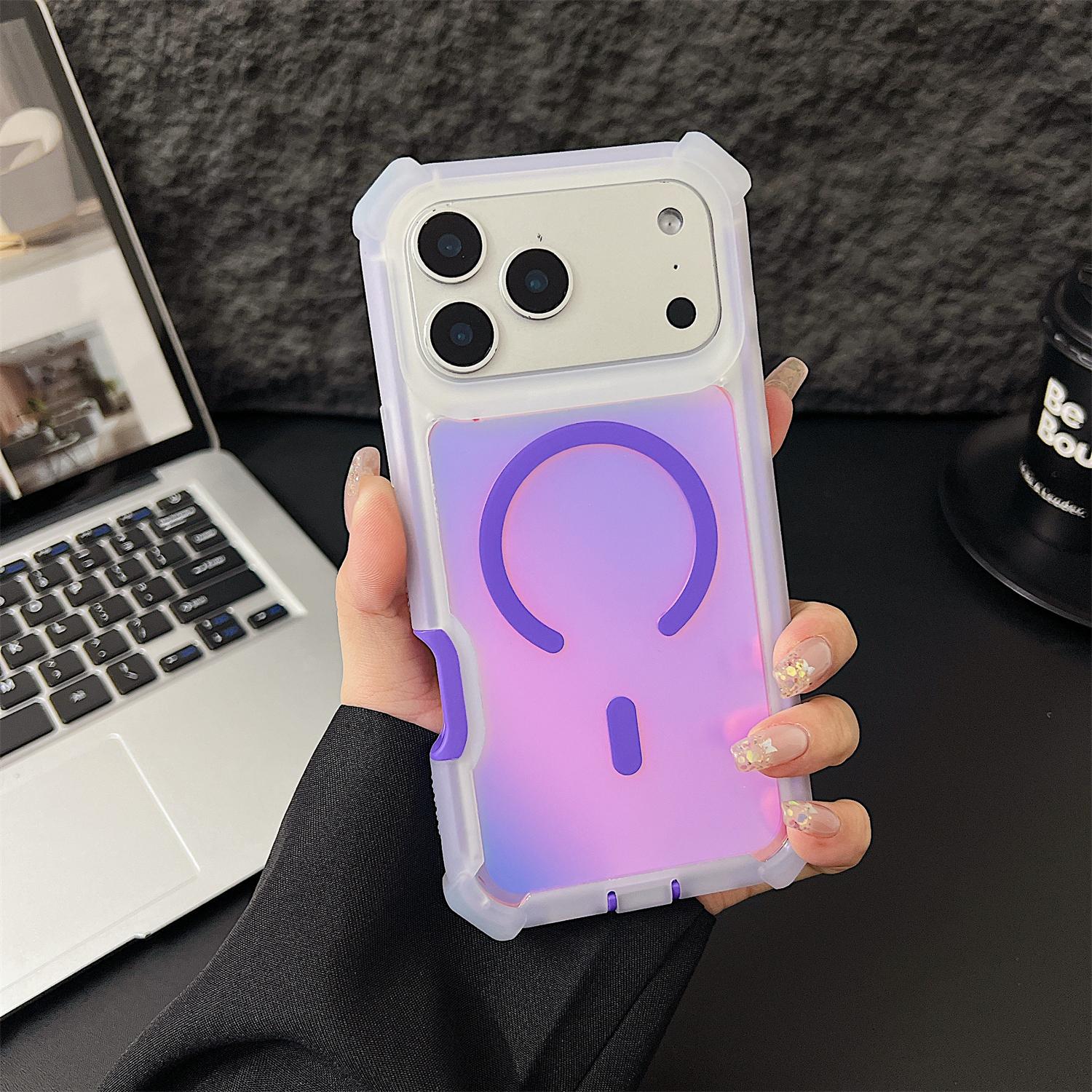 Luxury Color Changing Laser Case for iPhone 17 Air 16 15 14 13 Pro Max Iridescent Gradient Magnetic Phone Case Shockproof Heavy Duty Protective Cover for Women Men Luxury Color Changing Laser Case for iPhone 17 Air 16 15 14 13 Pro Max Iridescent Gradient Magnetic Phone Case Shockproof Heavy Duty Protective Cover for Women Men