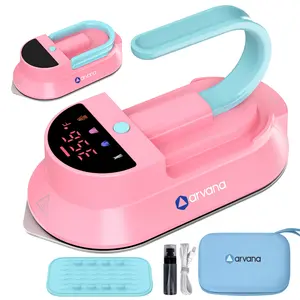 Mini Iron for Crafts and Quilting, Portable Travel Iron with Digital Display, Dual Voltage Small Iron, Non-Stick Soleplate, EVA Case and Spray Bottle for DIY Projects