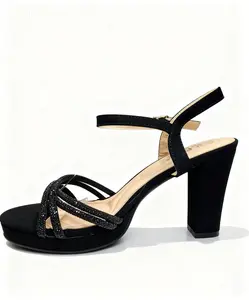 Women’s Rhinestone Platform Heels – Chunky Block Heel Sandals