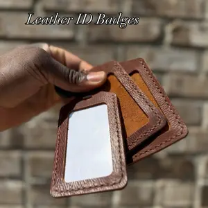 Rustic Brown Leather ID Badge Luggage Tag - Classic Style for Everyday Use