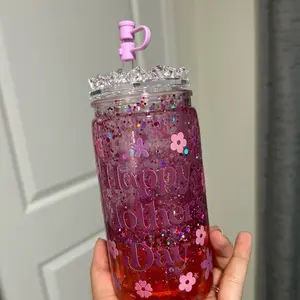 Custom 16 oz Reusable Portable Snowglobe Drinkware Water Bottle