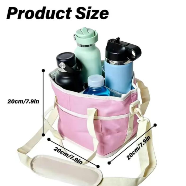 4-Compartment Portable Family-Size Drink Carrier Bag with Adjustable Strap, Home Organizer Storage Bag for Beach, Camping Use, Compartmentalized