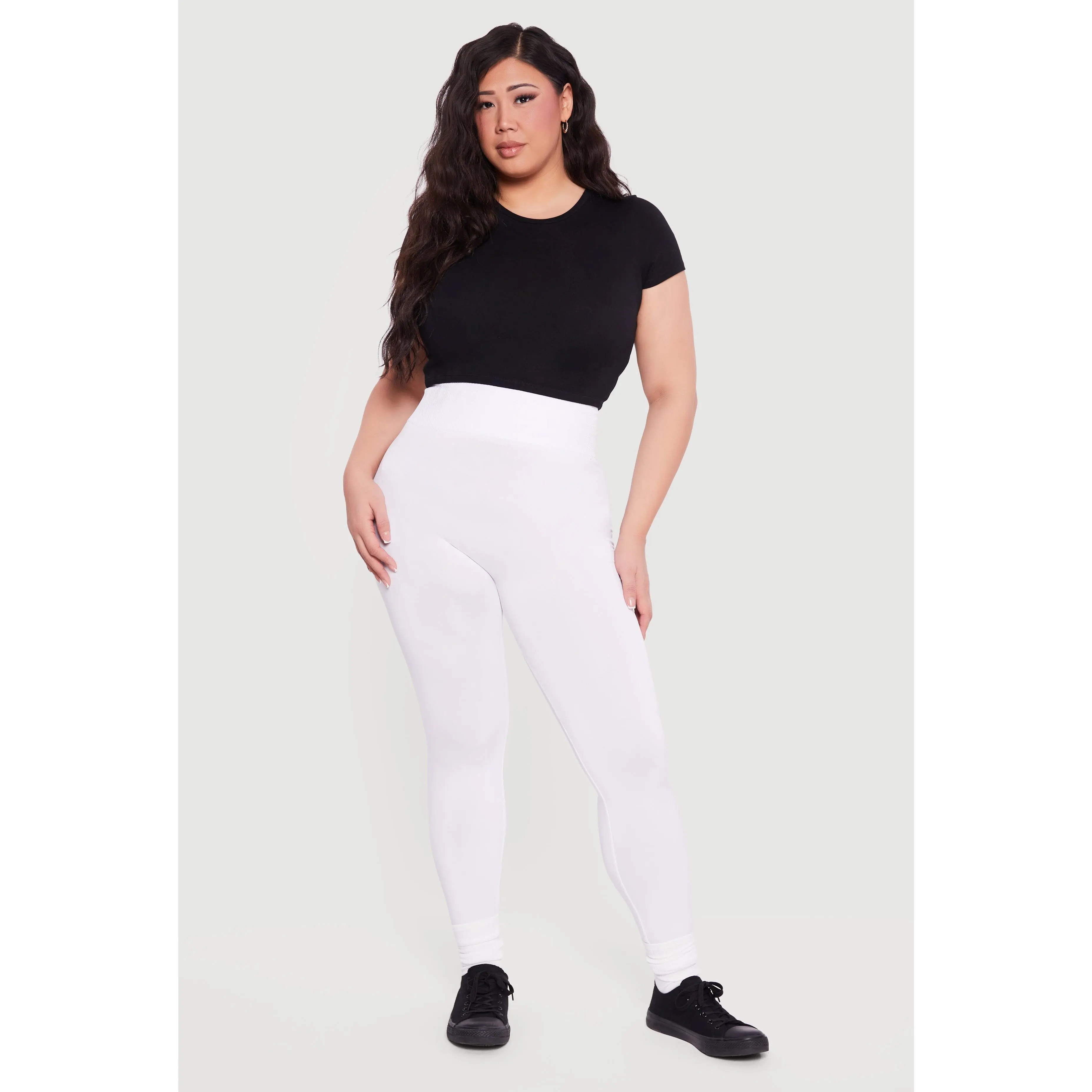 Plus Size Waffle Knit Waist Leggings