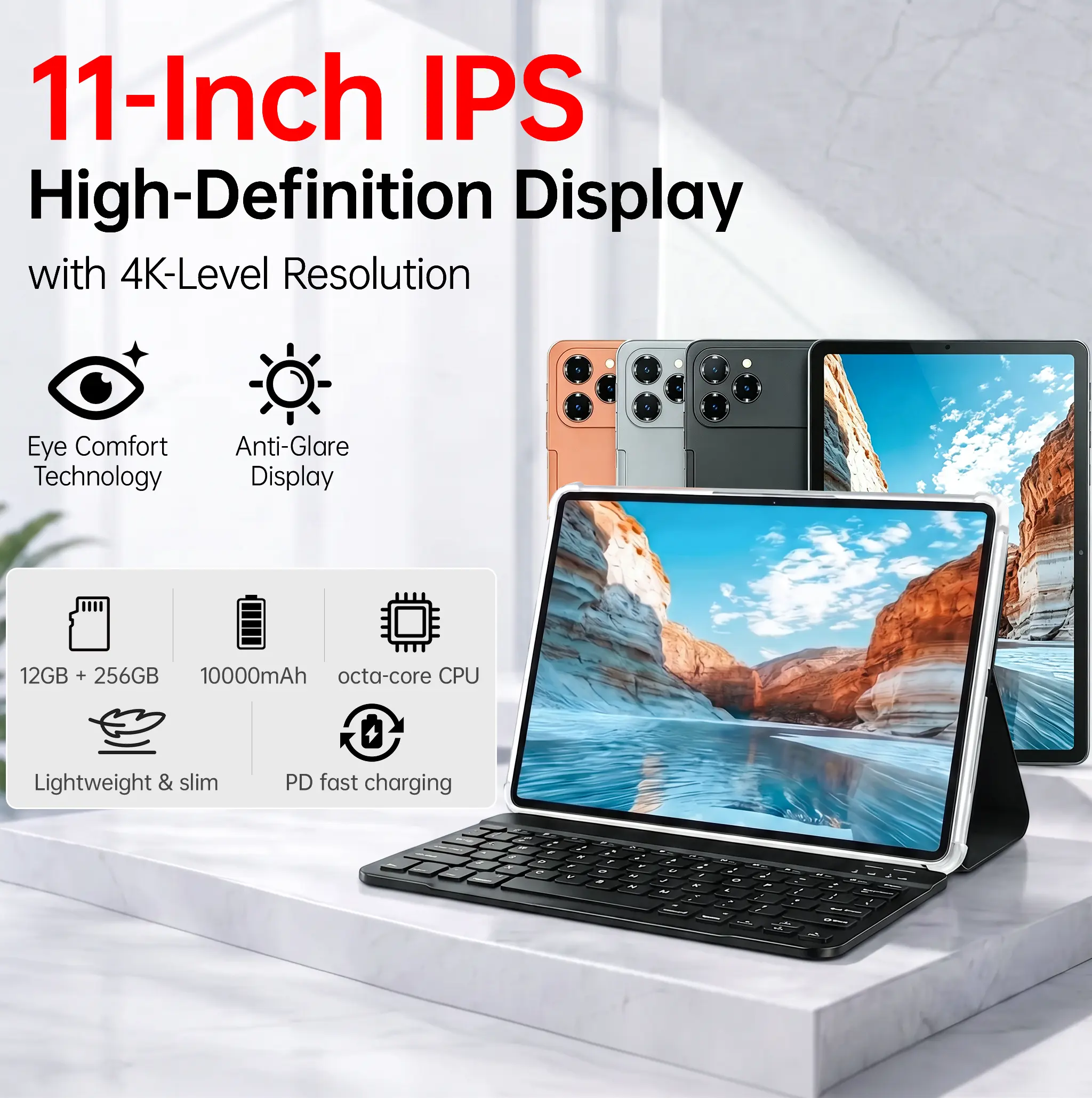 W&O 2026 New 11” / 10.1“ Android 15 5G Tablet | 8GB RAM / 12GB RAM 256GB ROM | 2-in-1 w/ Keyboard, Mouse & Stylus | Xmas Gift Touchscreen Android Tablet Tablet With Keyboard Android Learning Tablet Android Learning Tablet Android Learning Tablet Android