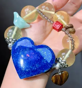 075 Citrine Lapis Lazuli Jadeite High Quality Fashion Jewelry Feng Shui Bead Bracelet Gift