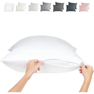 Zippered Pillowcases -  Size 30x20,  Viscose Derived from , 2 PK, White - Cooling Pillow Cases - Silky Pillow Covers for Hot Sleepers, Menopause, Night Sweats - by
