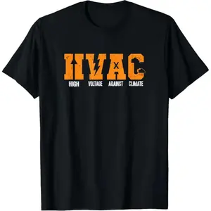 HVAC Installer Technician HVAC Mechanic Engineer Funny HVAC T-Shirt 100% Cotton Round Neck Short Sleeve T-shirt Halloween Thanksgiving Christmas Gift for Men Women Family Friends, S-XXXL Menswear Top