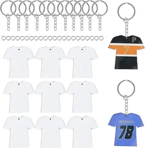 72Pcs Double Sided Sublimation Keychain Blanks Bulk, MDF Keychain with White Protective Film for Heat Transfer Sports and Event