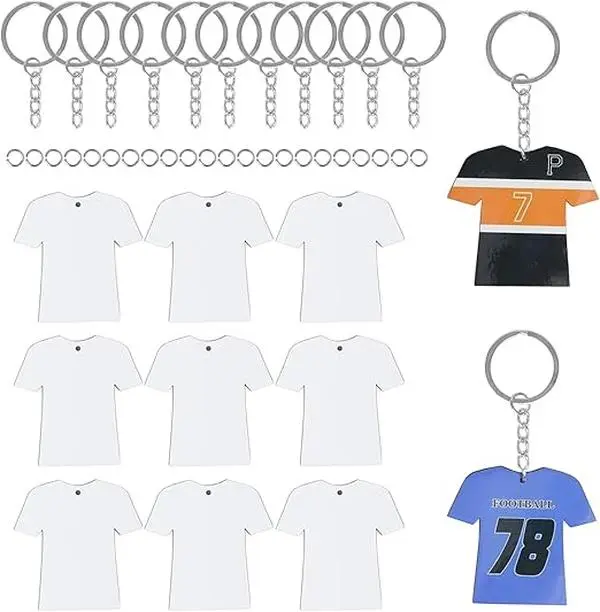 72Pcs Bulk Customized Double-Sided Sublimation Wood (MDF) Keychain Blanks - Bright Surface, White Protective Film, Heat Press-Ready, High-Quality Ink Heat Transfers for Dog Collars, DIY Customized Gifts, Print Projects