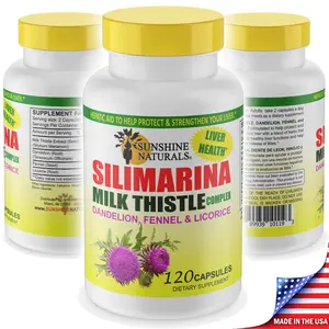 Sunshine Naturals Milk Thistle Silimarina 120 Capsules Made in the USA