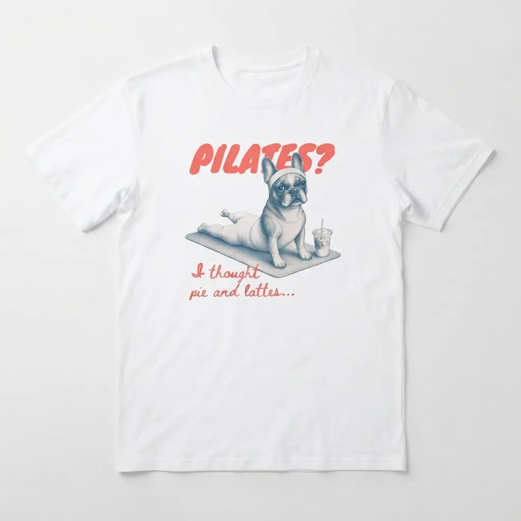 French Bulldog Pilates Graphic Women's T-Shirt, Funny Workout Dog Casual Crew Neck Tee Top Womenswear