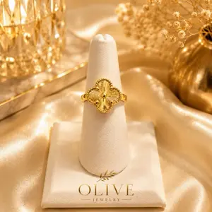 Olive Jewelry Flora Ring - adjustable made with brass non tarnish material for everyday wear
