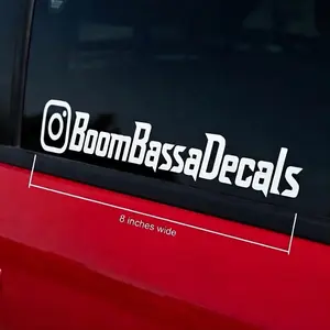 Custom Username Vinyl Car Decal – Personalized Social Handle Sticker – 8 Font Styles – Cars Laptops Bumpers Windows – White Vinyl – Custom Name Creator Sticker – Tinted Window Decal