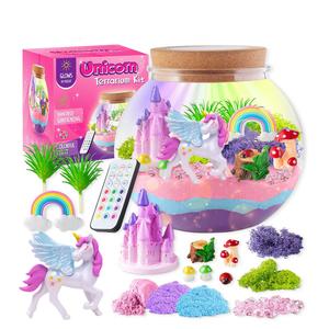 Pink Unicorn Terrarium Crafts Kit, DIY Unicorn Toys Kit for Kids Girls, Unicorn Arts and Craft, Unicorn LED Night Light with 13 Modes Christmas Gifts Birthday Gift for Girls,Birthday Party Favors