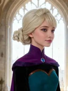 Frozen Princess Cosplay Wig for Adults, Straight Synthetic Wig, Platinum Blonde Braided Updo, Heat Resistant Synthetic Hair, Perfect for Halloween & Costume Parties