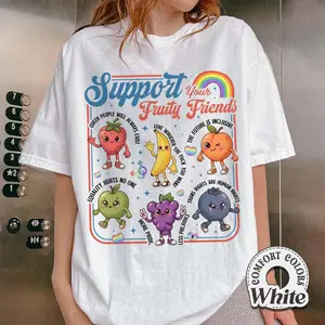 Support Fruity Friends Comfort Colors Shirt, Rainbow Pride Ally Tee