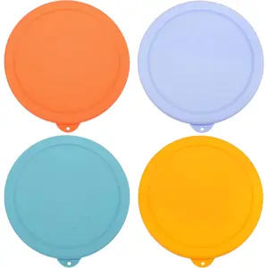 4 Pack Silicone Replacement Lids for Pyrex 7201-PC Glass Bowls Microwave Dishwasher Freezer Safe Orange Blue Yellow Teal Container Not Included