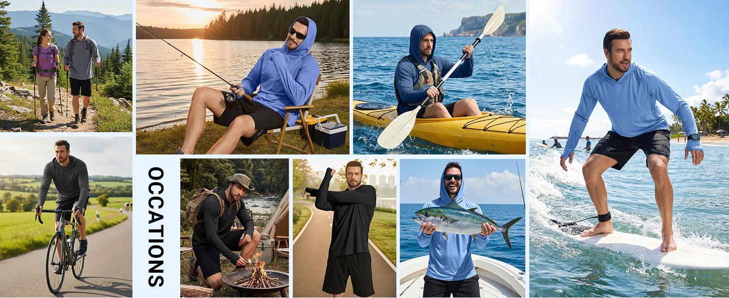 COOFANDY Men's UPF 50+ Fishing Shirt Lightweight Quick Dry UV Sun Protection Hoodie Long Sleeve SPF Hiking Running Rash Guard