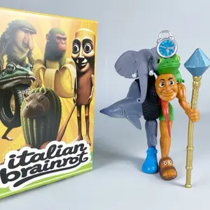 1PCS Italian Brainrot Action Figure,Tralalero Tralala Figures Toys with Tralalero Tralala, Tung Tung Tung Sahur, Brr Brr Patapim,Brainrot Meme Shark Collectible Animals Figurine Doll Gifts for Fans, Decor Figurine