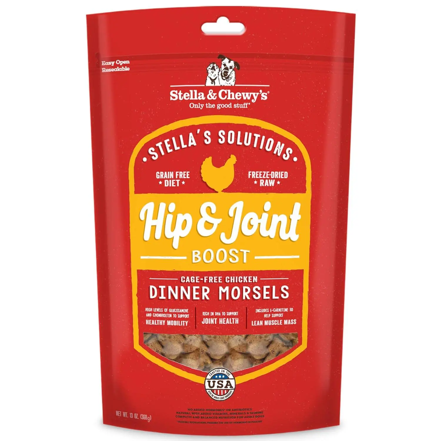 Stella & Chewy's – Stella’s Solutions Skin & Coat Boost – Grass-Fed Lamb & Wild-Caught Salmon Dinner Morsels – Freeze-Dried Raw, Protein Rich, Grain Free Dog Food – 4.25 oz Bag